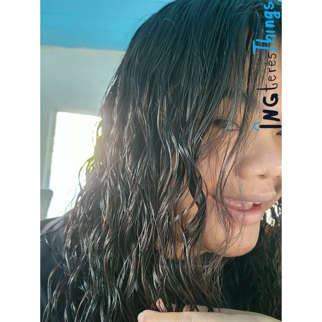 ภาพหลังจับลอนด้วย ครีมจับลอน Schwarzkopf OSiS+ Bounty Balm ผมยังไม่แห้ง-3