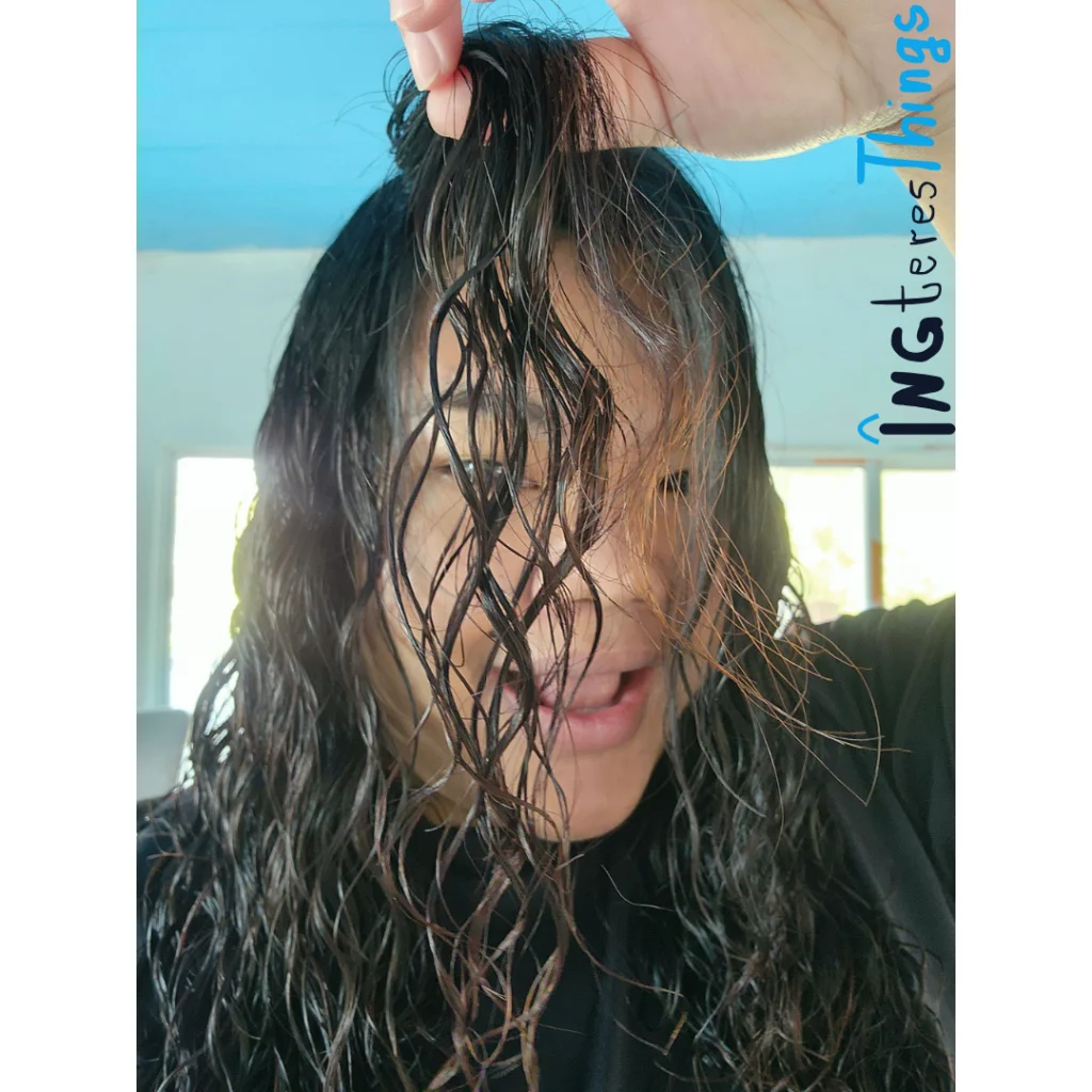 ภาพหลังจับลอนด้วย ครีมจับลอน Schwarzkopf OSiS+ Bounty Balm ผมยังไม่แห้ง-4