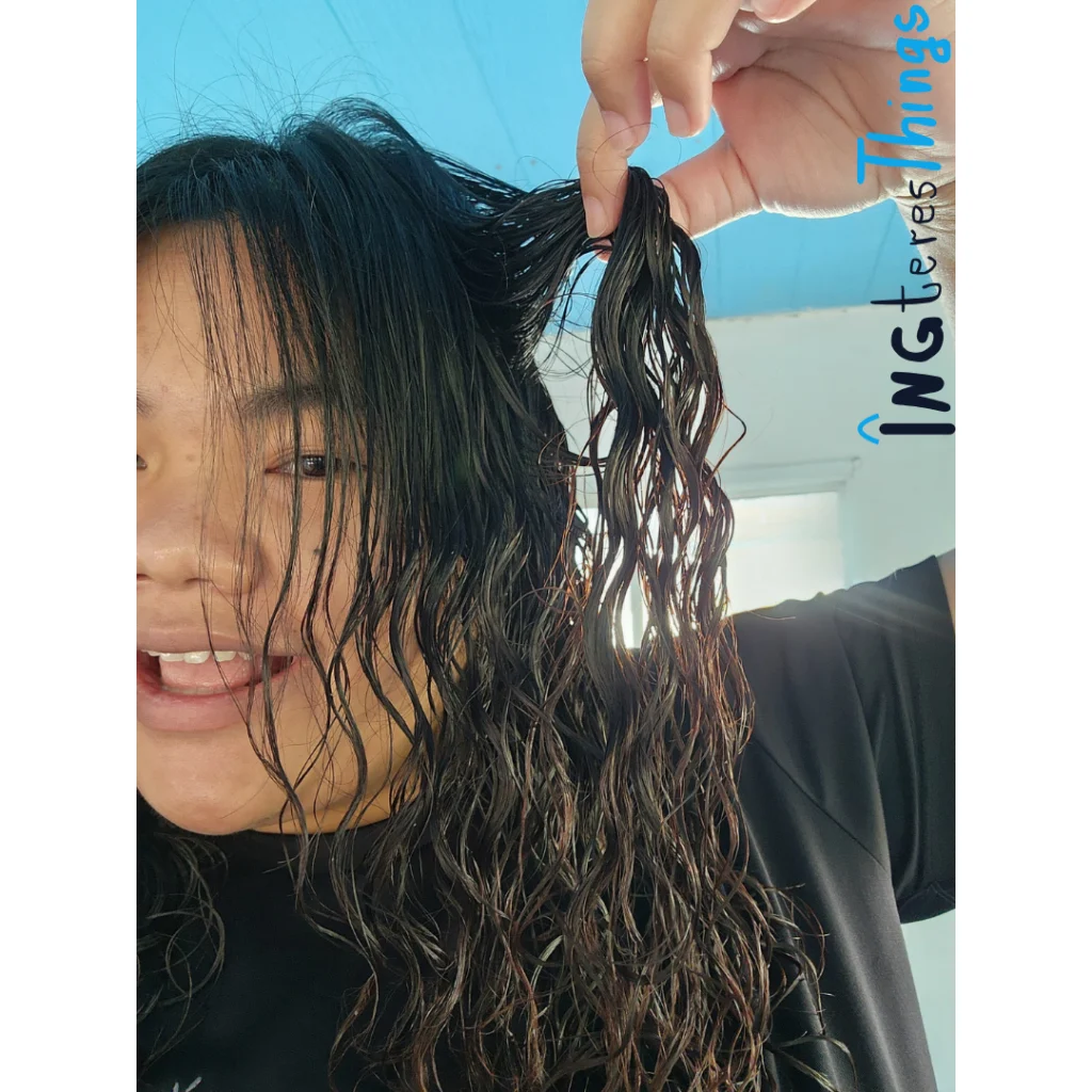 ภาพหลังจับลอนด้วย ครีมจับลอน Schwarzkopf OSiS+ Bounty Balm ผมยังไม่แห้ง-2